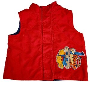 Vintage Y2K Disney Pooh and Tigger Quilted Fleece Lined Vest 24 months EUC